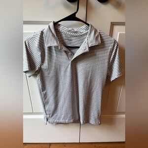 Crewcuts Gray and White Striped Polo